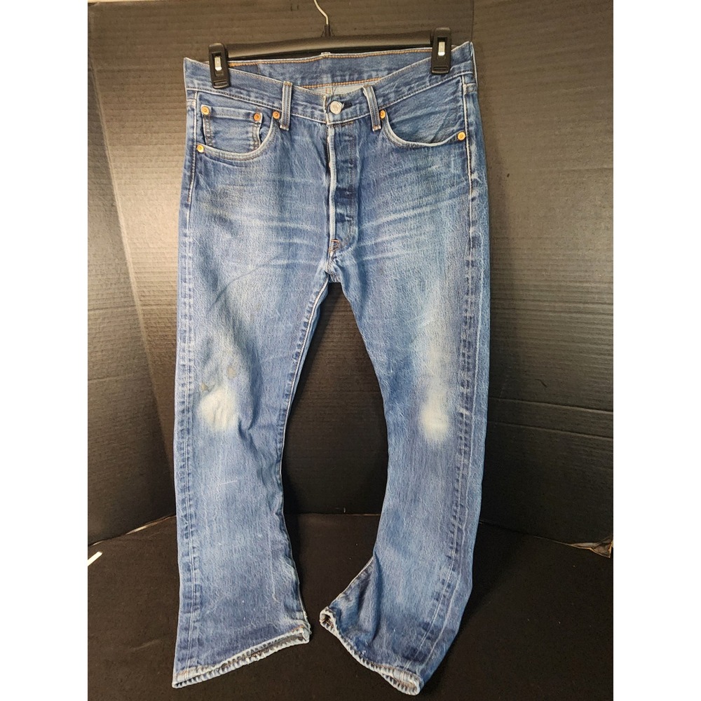 Levis 501 Original Fit Mens Blue Jeans Med Wash Straight Leg 34x34 (33x30)